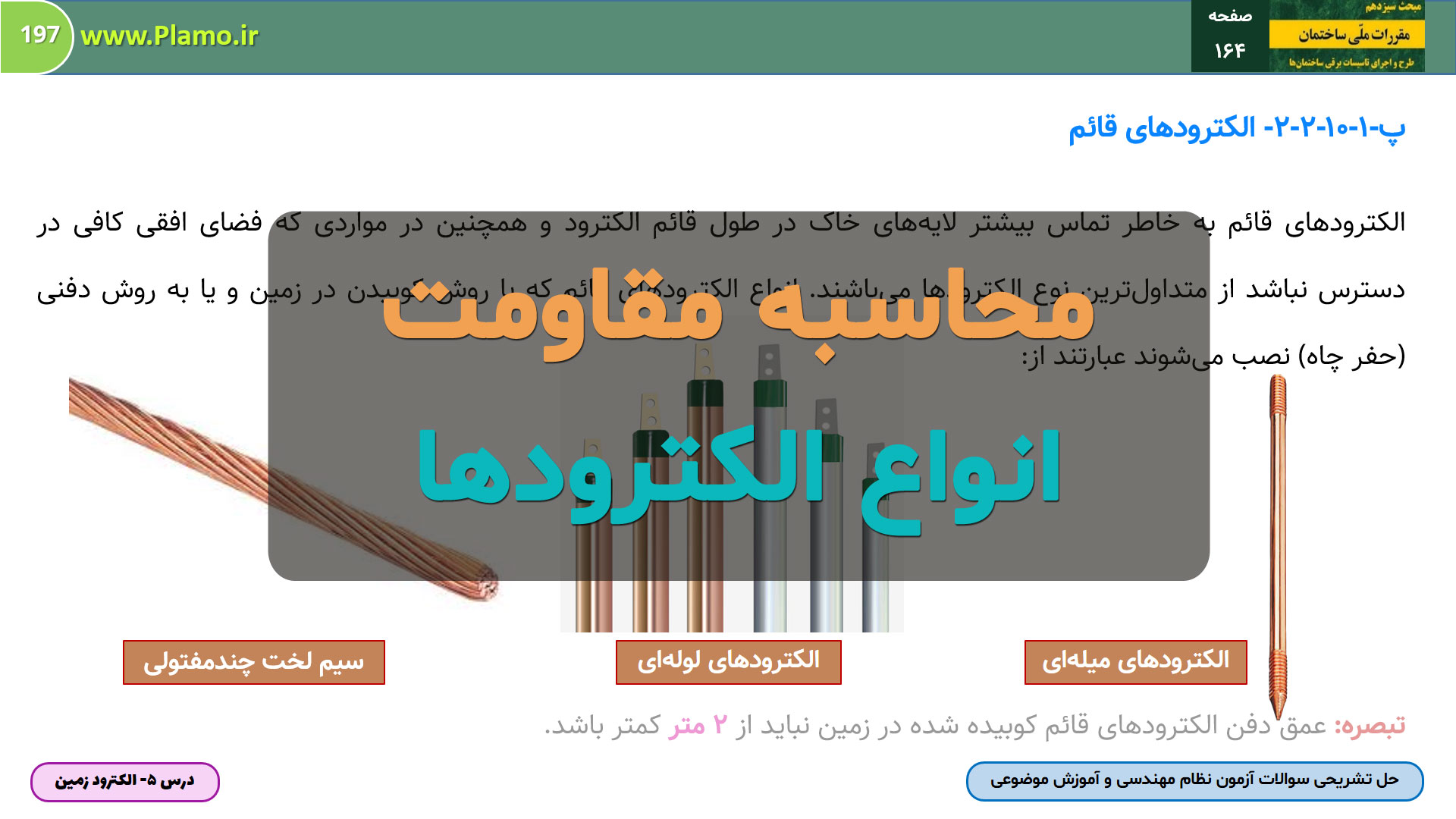 محاسبه مقاومت انواع الکترودها